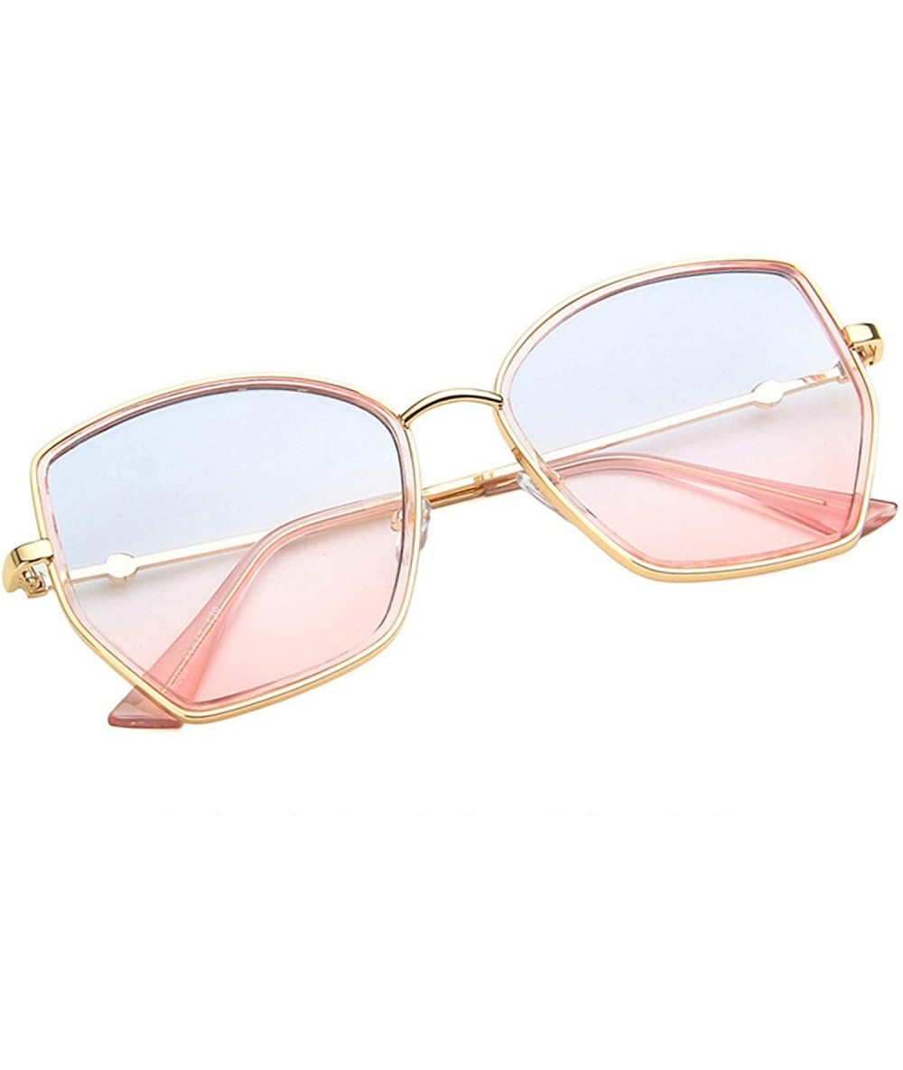 Oversized Vintage Irregular Sunglasses for Men or Women metal PC UV 400 Protection Sunglasses - Pink - CK18SAT6Q2Q $38.68