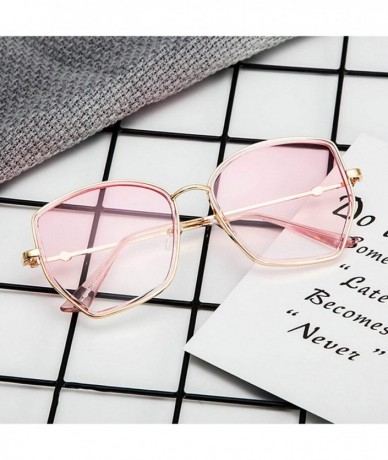 Oversized Vintage Irregular Sunglasses for Men or Women metal PC UV 400 Protection Sunglasses - Pink - CK18SAT6Q2Q $38.68