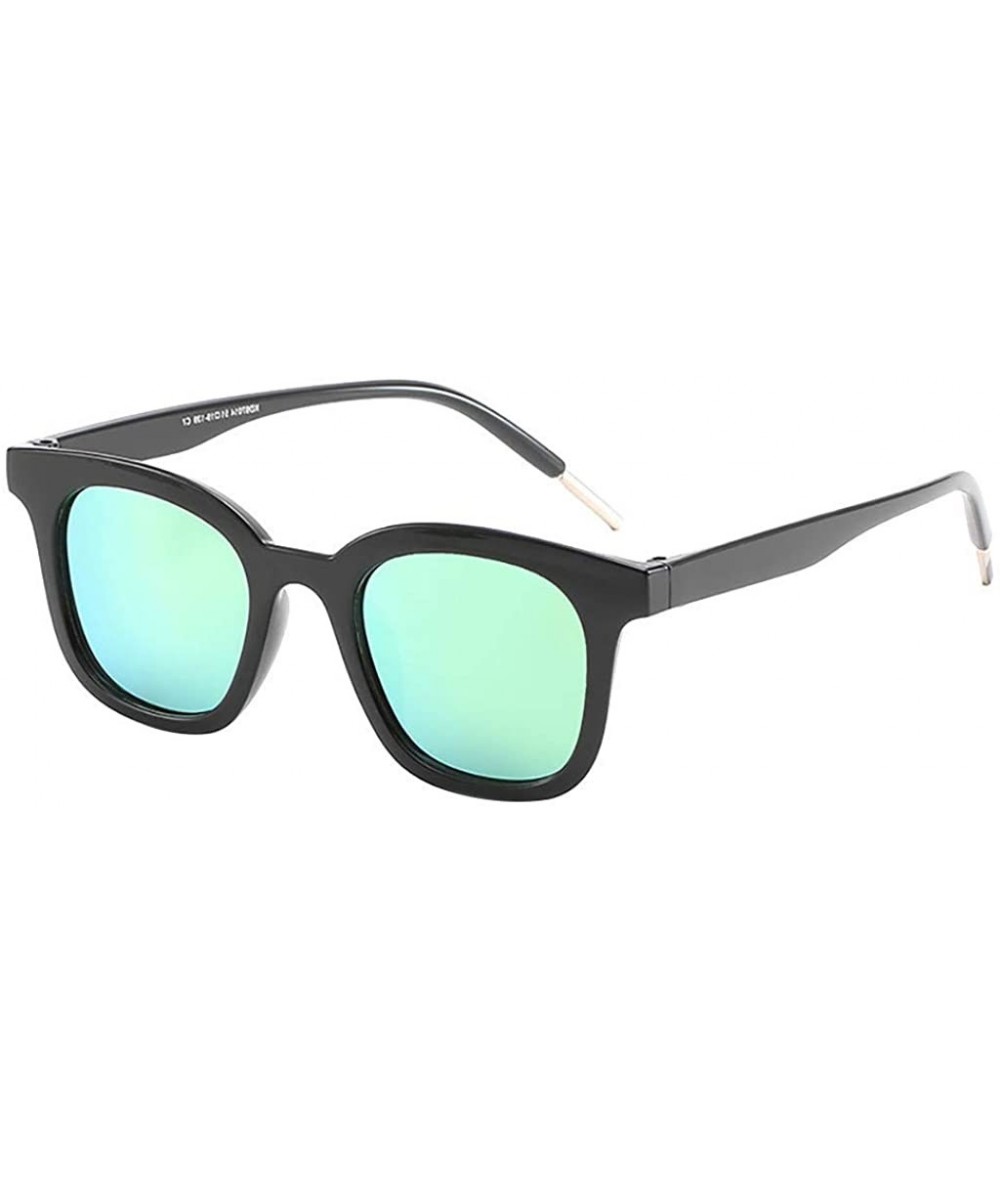 Square Unisex Classic Polarized Sunglasses Mirrored Lens Lightweight Oversized Frame Glasses - Green - CV18SSSNOAZ $15.26