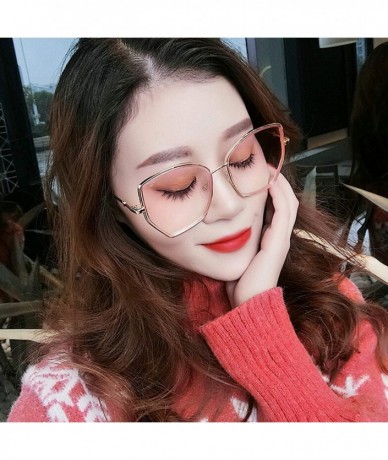 Oversized Vintage Irregular Sunglasses for Men or Women metal PC UV 400 Protection Sunglasses - Pink - CK18SAT6Q2Q $38.68