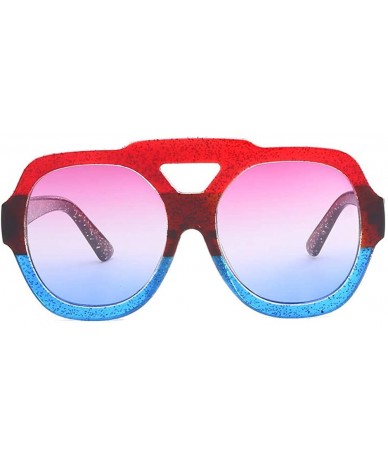 Goggle Fashion Neutral Round Big Frame Double Color Shades Sunglasses Integrated UV Glasses - E - C218TQX3IOO $18.97