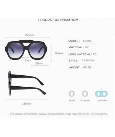 Goggle Fashion Neutral Round Big Frame Double Color Shades Sunglasses Integrated UV Glasses - E - C218TQX3IOO $18.97