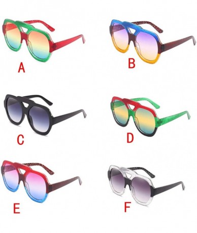 Goggle Fashion Neutral Round Big Frame Double Color Shades Sunglasses Integrated UV Glasses - E - C218TQX3IOO $18.97