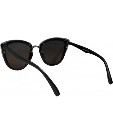 Oversized Womens Flash Color Mirror Lens Oversized Cat Eye Sunglasses - Black/Blue Lens - C612CVOZJS7 $23.35