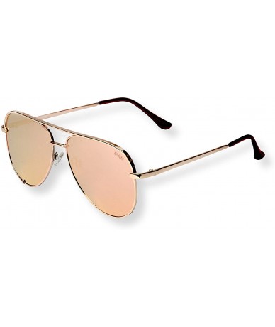 Aviator Fashionable Metal Aviator Sunglasses with Oversize Flat Reflective Mirror Lenses (GEMINI) - Gold - CK186GEAOM0 $30.16