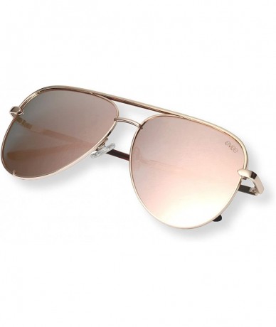 Aviator Fashionable Metal Aviator Sunglasses with Oversize Flat Reflective Mirror Lenses (GEMINI) - Gold - CK186GEAOM0 $30.16