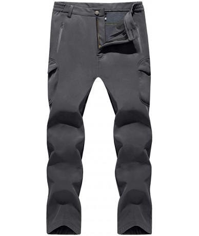 Sport Men's Ski Pants-Snow Ski Tactical Fleece Lining Softshell Winter Pants Trousers - Gray - CB12NVU7XNB $60.75