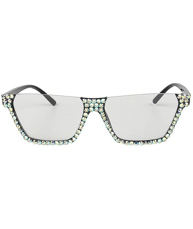 Oversized Oversized Diamond Sunglasses for Women Square Bling Rhinestone Shades - Transparent a - C118ZYYQM6D $31.07