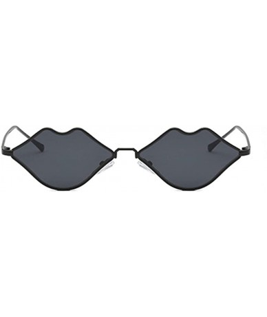 Rectangular Fashion Lips Frame Plastic Lenses small Women Sunglasses UV400 - Black - C418NN030ED $19.79