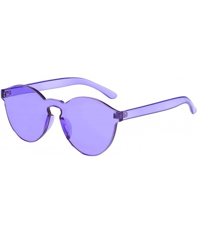 Rimless Rimless Tinted Sunglasses Transparent Candy Color Glasses - Purple - CY18Q7LQ4HC $26.19