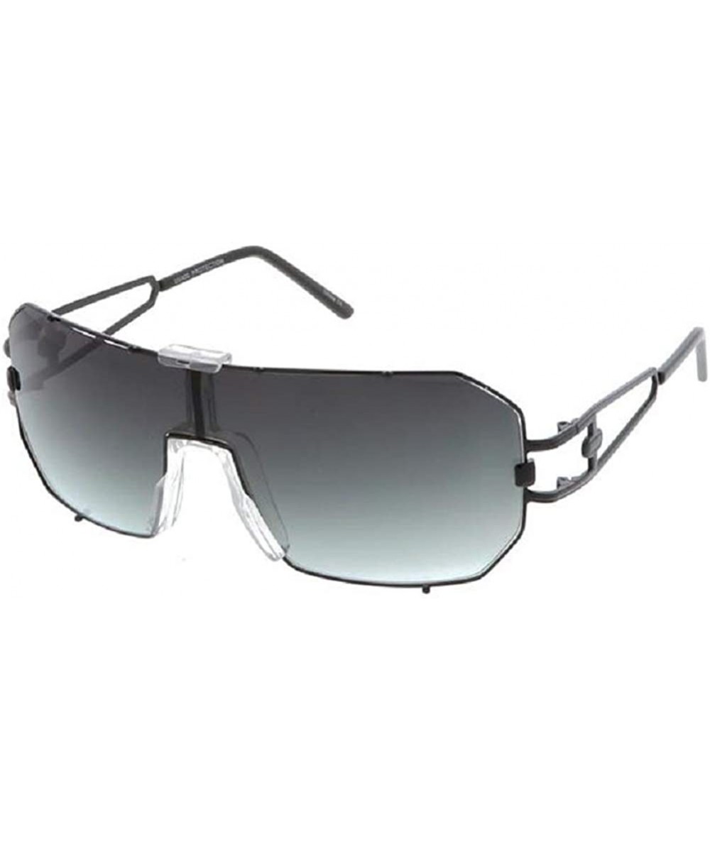 Square Gazelle Hustler Flat Top Oversized Luxury Shield Aviator Sunglasses - Black Frame - CU1857TA3MS $25.32