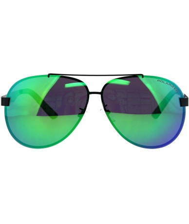 Aviator Polarized Lens Sunglasses Unisex Round Aviator Metal Light Frame - Black (Teal Mirror) - C218Q0T4IS8 $21.99