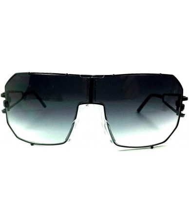 Square Gazelle Hustler Flat Top Oversized Luxury Shield Aviator Sunglasses - Black Frame - CU1857TA3MS $25.32