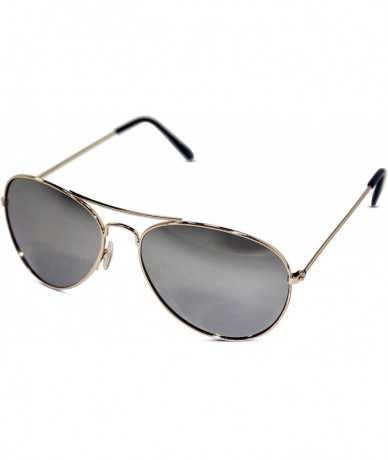 Aviator 3 Pack of Silver Mirrored Aviator Sunglasses w/Gold Black & Silver Frame - Gold - CP17X6QAL6Y $27.22