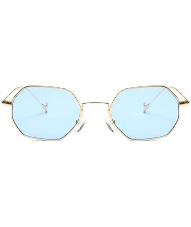 Rimless Unisex Sunglasses Small Metal Frame Asymmetry Temple AE0520 - Gold&blue - C112ODWIF1D $22.74