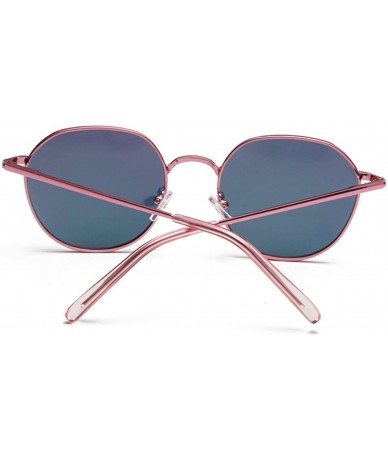 Round Men and women fashion retro metal round big box cat eye sunglasses prom mirror party travel - Blue - CI18SZW5EOO $40.44