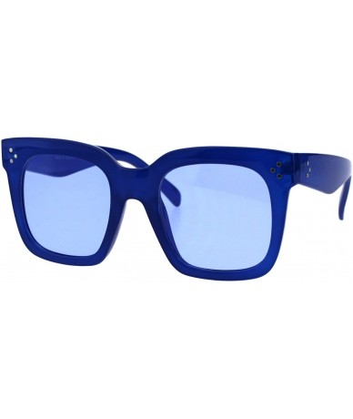 Rectangular Womens Mod Oversize Rectangular Thick Horn Rim Plastic Sunglasses - Blue - CF18EYC49QX $18.50