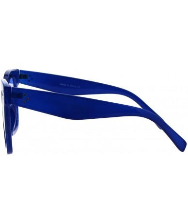 Rectangular Womens Mod Oversize Rectangular Thick Horn Rim Plastic Sunglasses - Blue - CF18EYC49QX $18.50