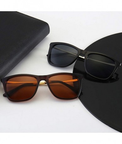 Square Men Women Fashion Classic Square Frame Anti UV Sunglasses - Bright Black Gray Lens - CC18WTGHXCN $18.08