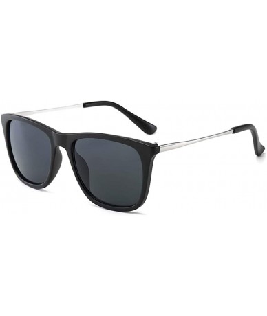 Square Men Women Fashion Classic Square Frame Anti UV Sunglasses - Bright Black Gray Lens - CC18WTGHXCN $18.08