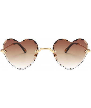 Rimless Classic Heart Lens Rimless Sunglasses for Women UV 400 Protection - Brown - C618RMCAYQW $29.65