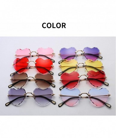 Rimless Classic Heart Lens Rimless Sunglasses for Women UV 400 Protection - Brown - C618RMCAYQW $29.65