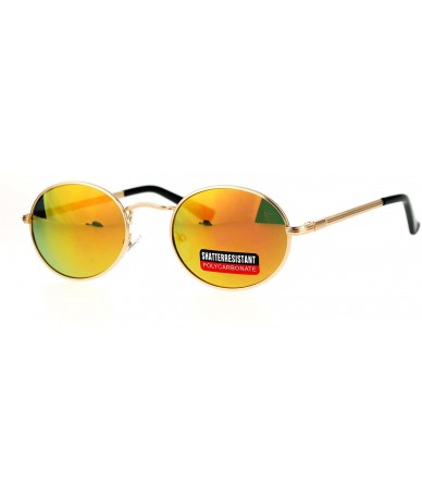 Oval Fashion Sunglasses Unisex Oval Metal Frame Spring Hinge UV 400 - Gold (Orange Mirror) - CX184W0IA2L $21.21