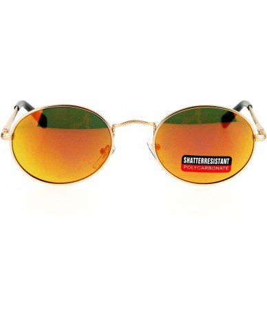 Oval Fashion Sunglasses Unisex Oval Metal Frame Spring Hinge UV 400 - Gold (Orange Mirror) - CX184W0IA2L $21.21