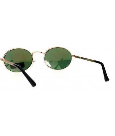 Oval Fashion Sunglasses Unisex Oval Metal Frame Spring Hinge UV 400 - Gold (Orange Mirror) - CX184W0IA2L $21.21