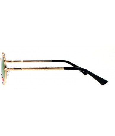 Oval Fashion Sunglasses Unisex Oval Metal Frame Spring Hinge UV 400 - Gold (Orange Mirror) - CX184W0IA2L $21.21