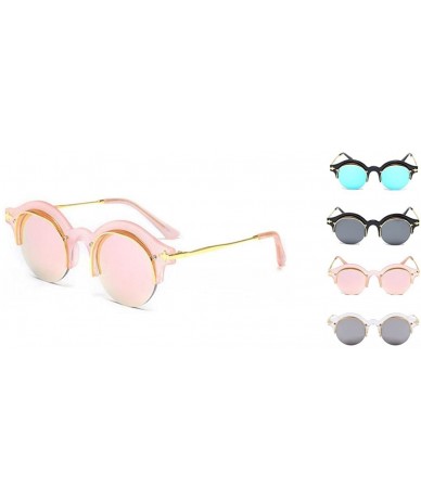 Round Steampunk Fashion Sunglasses NYC Retro Blue Pink Silver Gold - Retro Mirrored Pink & Gold - CY129XCXSYR $18.62