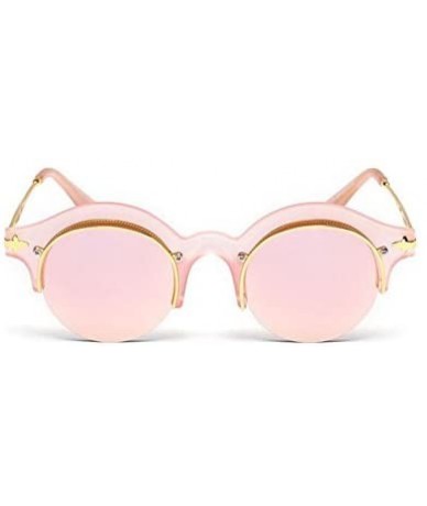 Round Steampunk Fashion Sunglasses NYC Retro Blue Pink Silver Gold - Retro Mirrored Pink & Gold - CY129XCXSYR $18.62