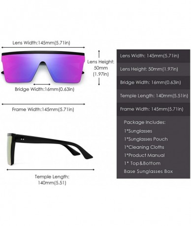 Shield Flat Top Shield Sunglasses Square Mirror Rimless Glasses for Women Men - Black Frame / Mirror Purple Lens - C718W7WZ0O...