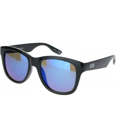 Square Kush Sunglasses Classic Black Square Frame Mirrored Lens Unisex Shades UV 400 - Shiny Black (Blue Mirror) - CZ196C0QH4...