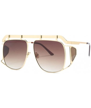 Aviator Large Frame Irregular Lens Sunglasses UV400 Sun glasses for Girl/Women 23012 - Goldtea - CS18AG2E6NO $17.94