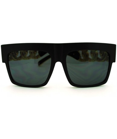 Oversized Solid Gold Metal Chain Templed Oversized Trendy Sunglasses - Matte Black - CA11FLWPAHB $24.07