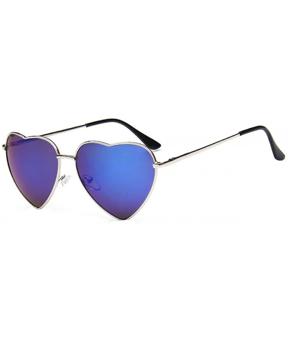 Aviator Heart Shape Sunglasses Fashion Aviator Tinted Lens Eyeglasses Metal Frame Eyewear - Navy Blue - CB18S0AUQ56 $26.03