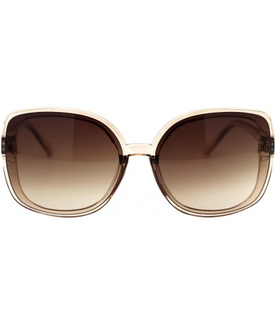 Square Designer Style Sunglasses Womens Chic Square Frame Shades UV 400 - Light Brown (Brown) - CP1963S0UTT $22.69