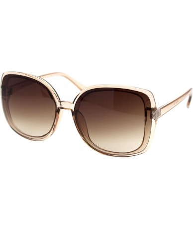 Square Designer Style Sunglasses Womens Chic Square Frame Shades UV 400 - Light Brown (Brown) - CP1963S0UTT $22.69