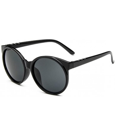 Round Women's S5057 Full Frame Iridium Coated Mirrored Lens Round 58mm Sunglasses (black+grey) - CR11ZB8VS27 $17.42