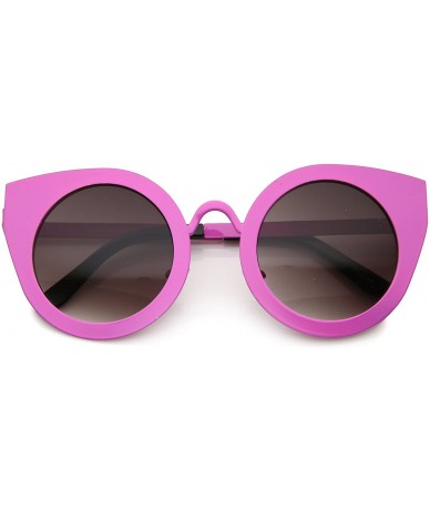 Oversized Women's Metal Frame Oversize Round Cat Eye Sunglasses 47mm - Hot Pink / Lavender - CX12KUKKRPJ $21.44