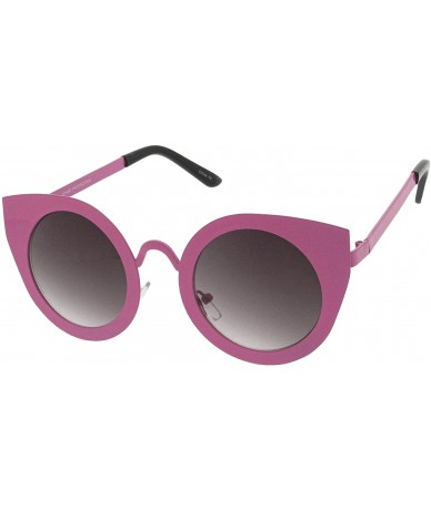 Oversized Women's Metal Frame Oversize Round Cat Eye Sunglasses 47mm - Hot Pink / Lavender - CX12KUKKRPJ $21.44