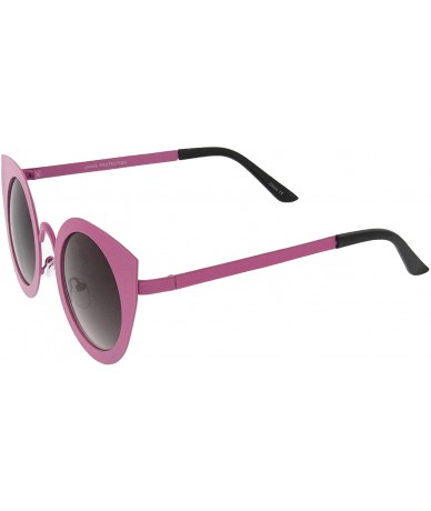 Oversized Women's Metal Frame Oversize Round Cat Eye Sunglasses 47mm - Hot Pink / Lavender - CX12KUKKRPJ $21.44