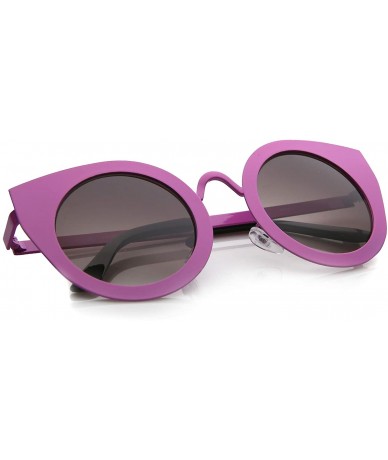 Oversized Women's Metal Frame Oversize Round Cat Eye Sunglasses 47mm - Hot Pink / Lavender - CX12KUKKRPJ $21.44