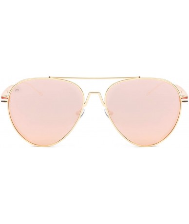 Round ICON Collection "The G.O.A.T" Polarized Aviator Sunglasses - Champagne Gold/Pink Gold Mirror - C718686CL89 $41.54