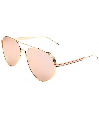 Round ICON Collection "The G.O.A.T" Polarized Aviator Sunglasses - Champagne Gold/Pink Gold Mirror - C718686CL89 $41.54