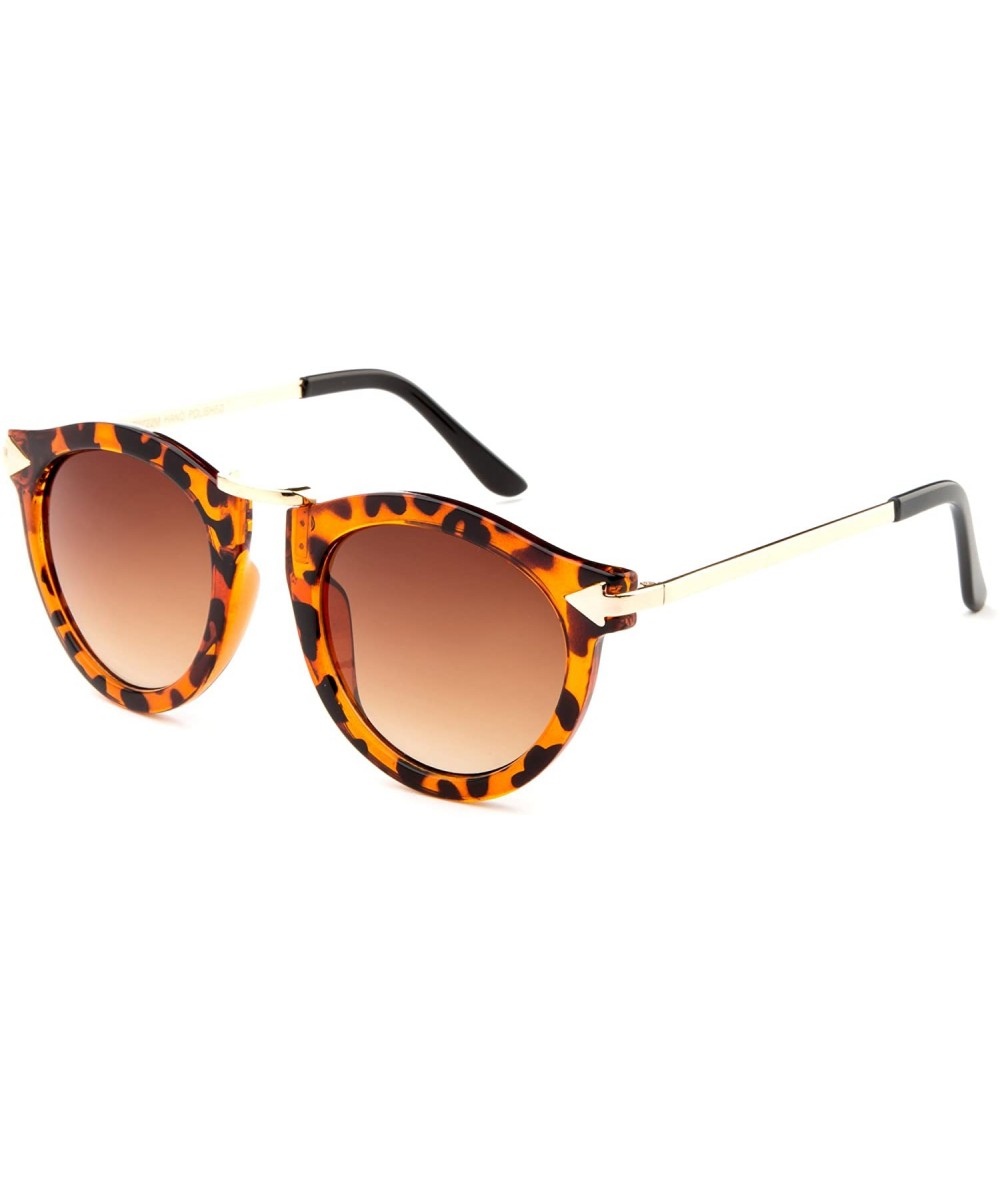 Round "Kyla" Unique Round Glasses with UV400 Flash Lenses Modern Fashion Sunglasses - Tortoise - CY12N74EPRH $18.76