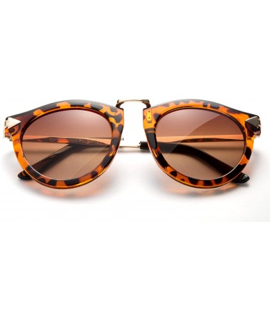 Round "Kyla" Unique Round Glasses with UV400 Flash Lenses Modern Fashion Sunglasses - Tortoise - CY12N74EPRH $18.76