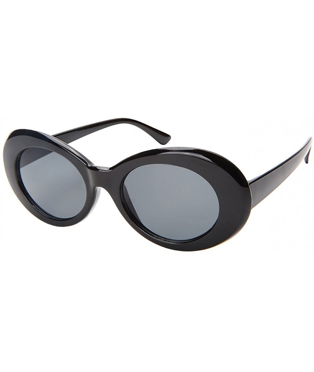 Goggle Retro Inspired Plastic Oval Sunglasses Clout Goggles with Solid Lens - Black - CZ183IQO7NY $17.51