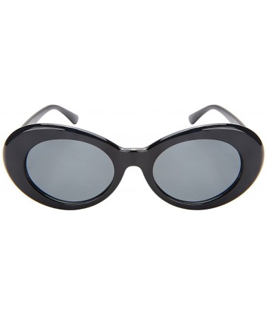 Goggle Retro Inspired Plastic Oval Sunglasses Clout Goggles with Solid Lens - Black - CZ183IQO7NY $17.51